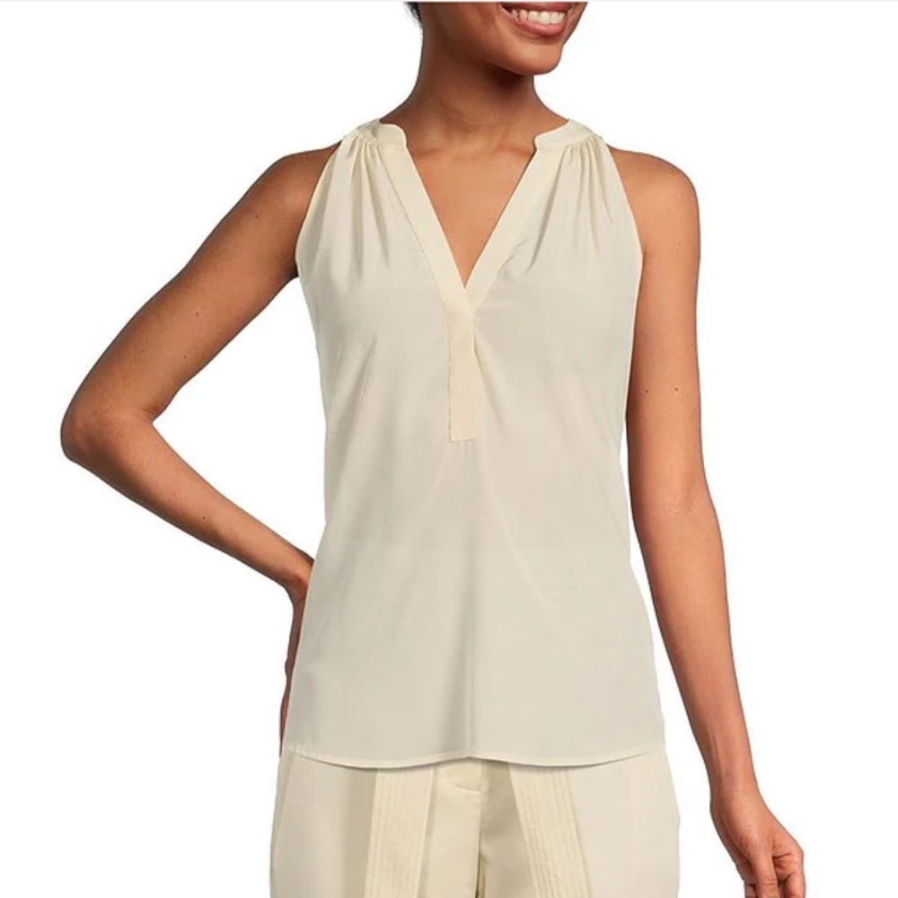 Antonio Melani Olivia Button Front Split V-Neck Sleeveless Top